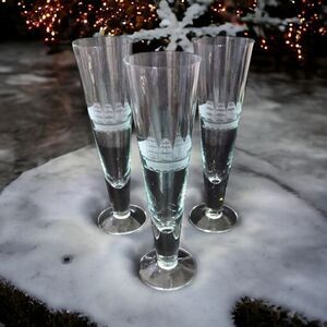 Toscany Clipper Ship Pilsner Glasses Set Of 3 Crystal Hand Cut Nautical Man Cave